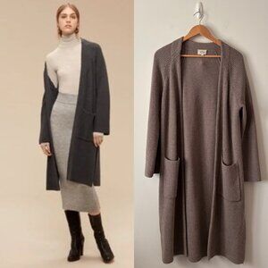 Aritzia Wilfred Vartan Wool Sweater Long Cardigan Taupe Brown Size Large